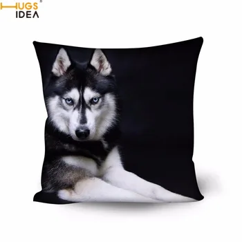 

HUGSIDEA Funny 3D Dog Husky Print Cushion Cover for Sofa/Chair Sit Home Decor 45m*45cm Pillow Case Square Animal Pillow Covers