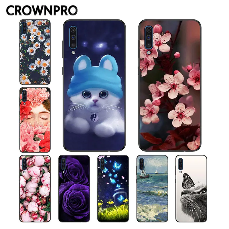 CROWNPRO FOR Funda Samsung A50 Case Matte TPU sFOR Samsung A50 Cover Silicone FOR Coque Samsung Galaxy A50 SM-A505F Phone Case