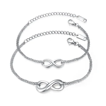 

Titanium Steel Couple Bracelet Memorial Day Gift Simple 8 Shape Couple Bracelet Do not fade ES177