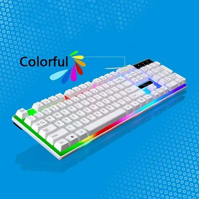Механическая игровая клавиатура с красочной подсветкой, клавиатура для ноутбука, компьютерная клавиатура, эргономичная - Цвет: White