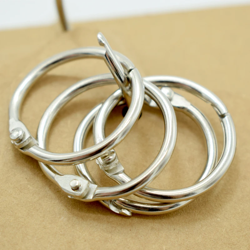 20-80mm Metal Loose Leaf Book Binder Hinged Rings Keychain Album Ring Scrapbook Binders Craft Photo Album Circle Clips 10Pcs/Lot Loose Leaf Notebook Binder