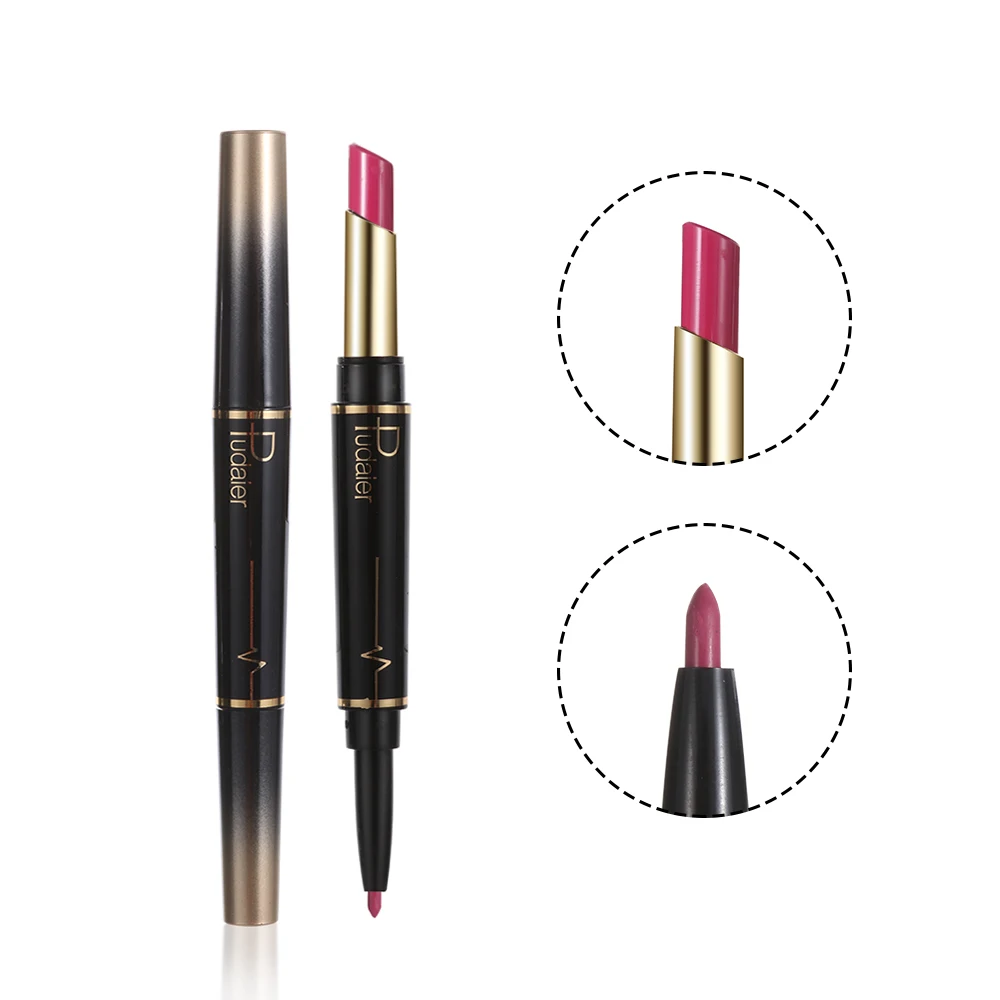 

1PC 2 In 1 Double Head Lipstick Sexy Lip Liner Pencil Waterproof Long-lasting Pigments Nude Lipliner Pen Makeup Cosmetic Tools