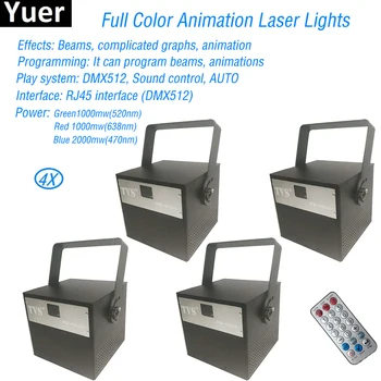 Goedkoop 4 Stks partij Hot Koop 4W Rgb Led Kleur Animatie Stage Light Laser Projector Licht Kerst Dj Disco Event Party nachtlampje