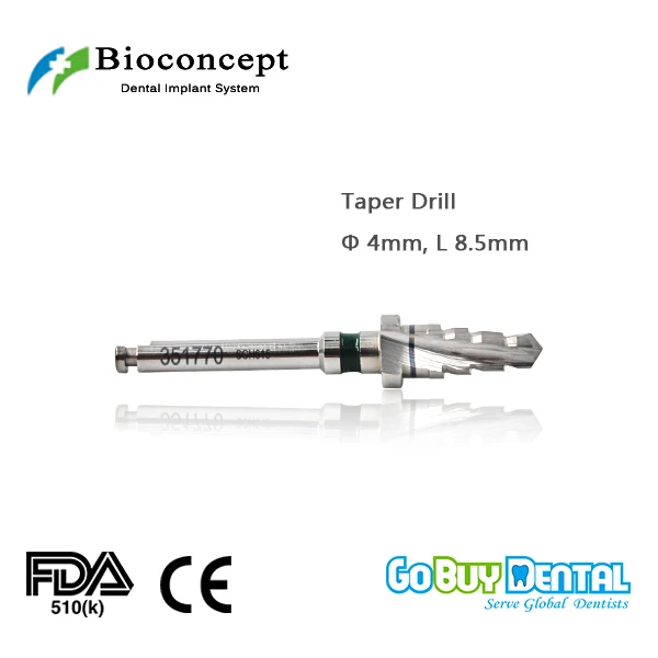 

Osstem TSIII&Hiossen ETIII Compatible Bioconcept BV Dental Instrument Taper Drill 4.0mm, length 8.5mm(351770)