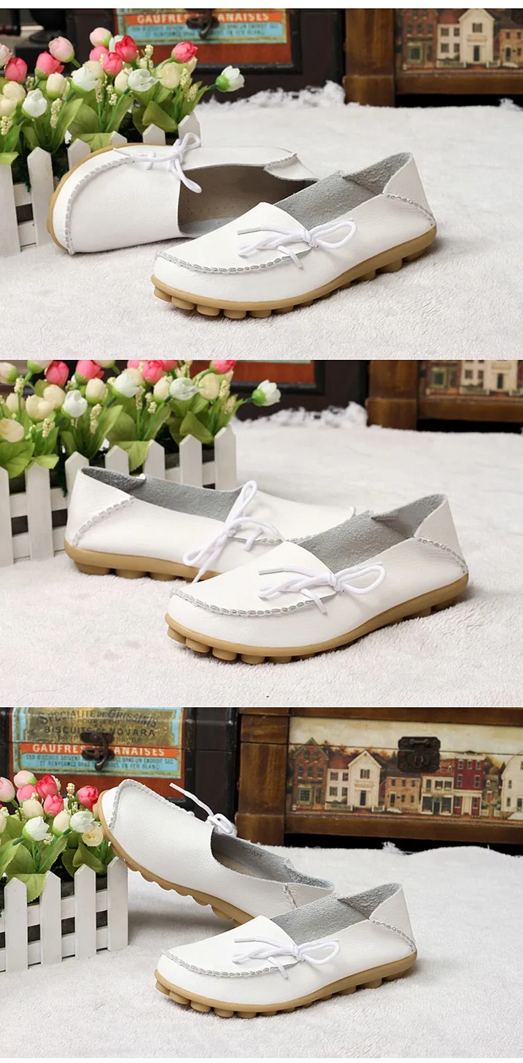 2016 New Real Leather Woman Flats Moccasins Mother Loafers Lacing Female Driving Casual Shoes In 16 Colors Size 34-44 ST179 (13)