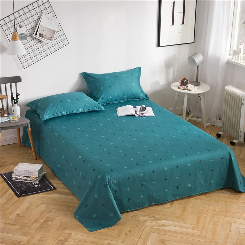 

Green Solid Color Fashion Cross Pattern Soft Bed Sheet Set 100% Cotton -Pillow Case For Students Children 3Pcs Bed Sheet Set