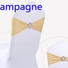 Шампанского цвета пряжка с короной лайкрой лента для свадьбы украшения для стульев повязка из спандекса стрейч галстук-бабочка лайкра лента ремень на продажу