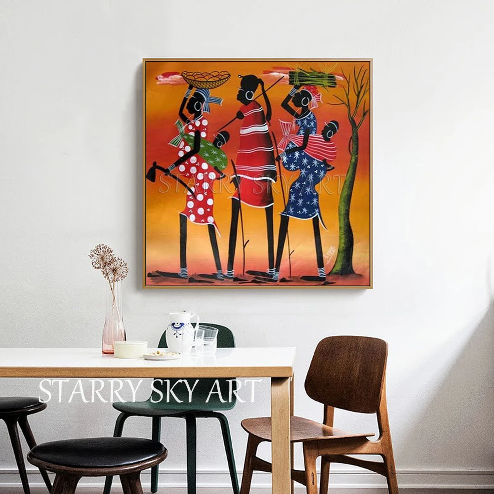 Новые поступления художника ручная роспись абстрактная картина маслом с изображением Африканской женщины на холсте Красивая настенная живопись африканское племя картина маслом