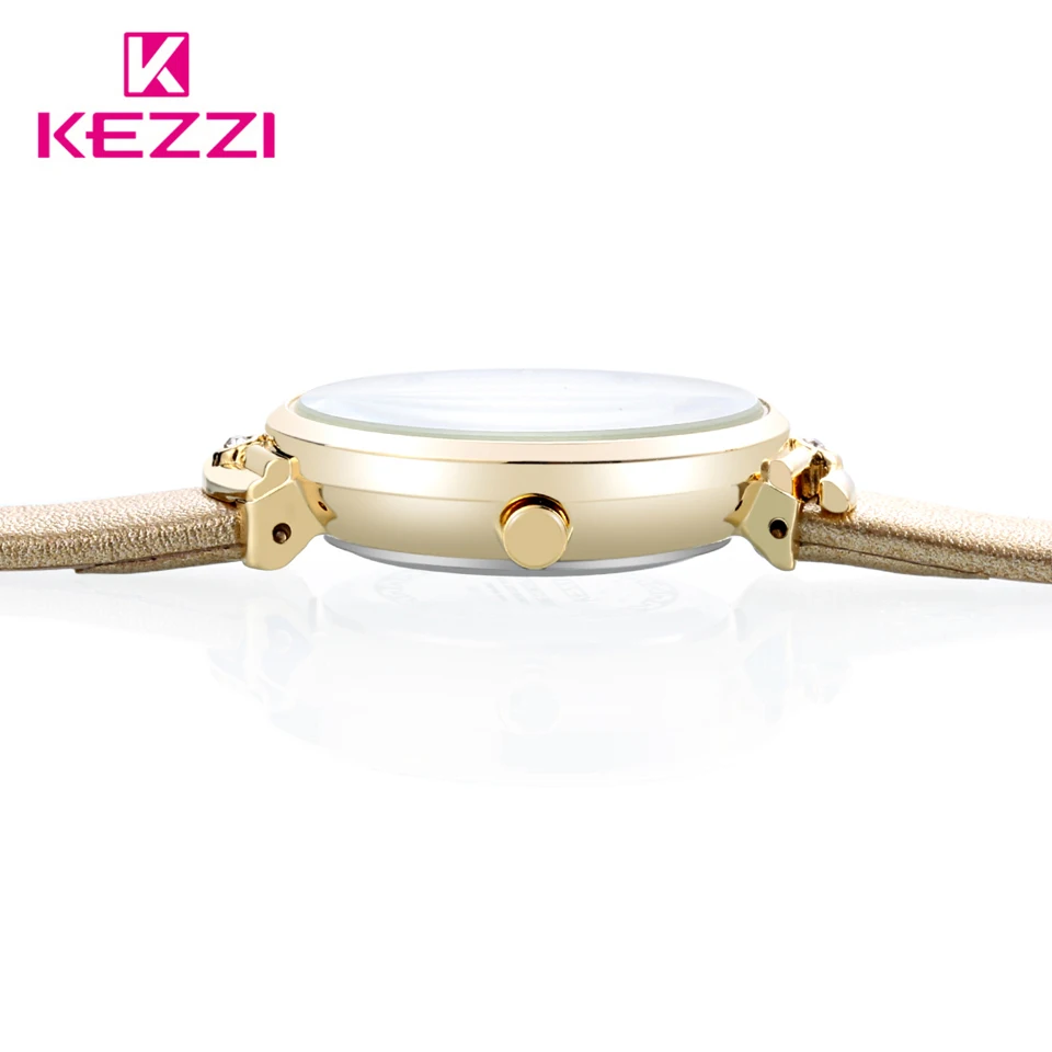 KEZZI брендовые простые женские кожаные часы модные маленькие кварцевые часы с кристаллами женские водонепроницаемые наручные часы для женщин Reloj Mujer