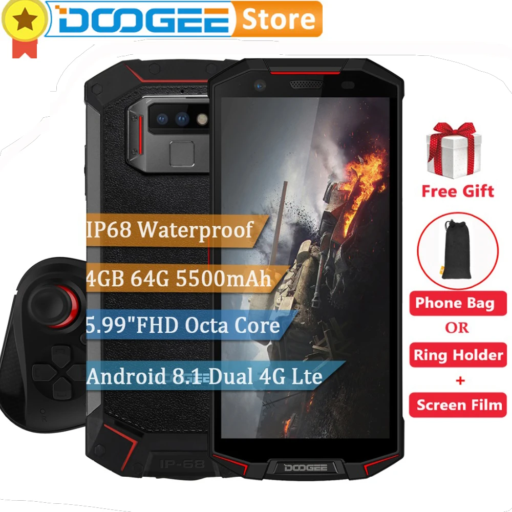 

DOOGEE S70 lite Global Dual 4G 4GB 64GB IP68 Waterproof Phone Android 8.1 5.99" Helio P23 Octa Core 13MP NFC 5500mAh Cell Phone