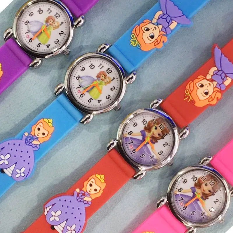 Высокое качество принцесса Эльза детские спортивные часы 2018 Новинка; Лидер продаж каучуковый ремешок девушки кварцевые наручные часы для