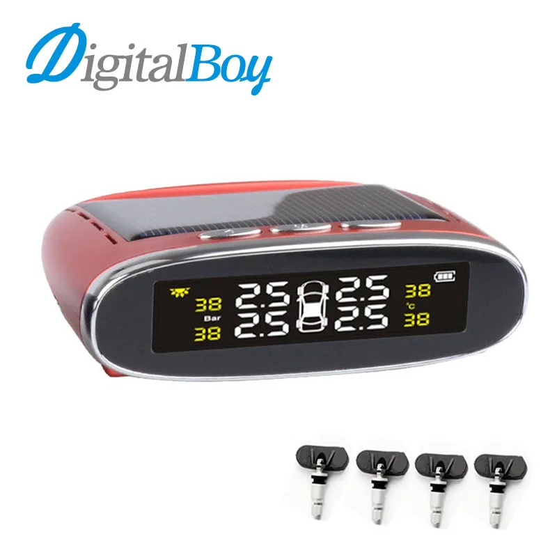 

New Solar Car TPMS Type Pressure Monitoring System Diagnostic Tool Tire Pressure Monitor Temperature Alarm Internal Sensors