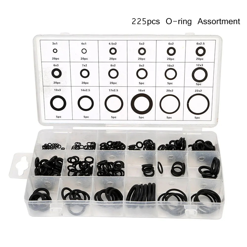 

Newest 225 Pcs/Set Rubber O Ring Washers Assortment Set Hydraulic Plumbing Gasket Paintball Seal Kit 18 Size -- JD9