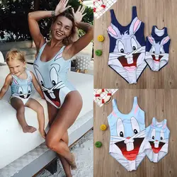 2019 Mother Daughter One Piece Swimsuit Family Matching Beachwear Women Girls Cartoon Bunny Print Swimwear Cute Bathing Suit 2019 Mother Daughter One Piece Swimsuit Family Matching Beachwear Women Girls Cartoon Bunny Print Swimwear Cute Bathing Suit
