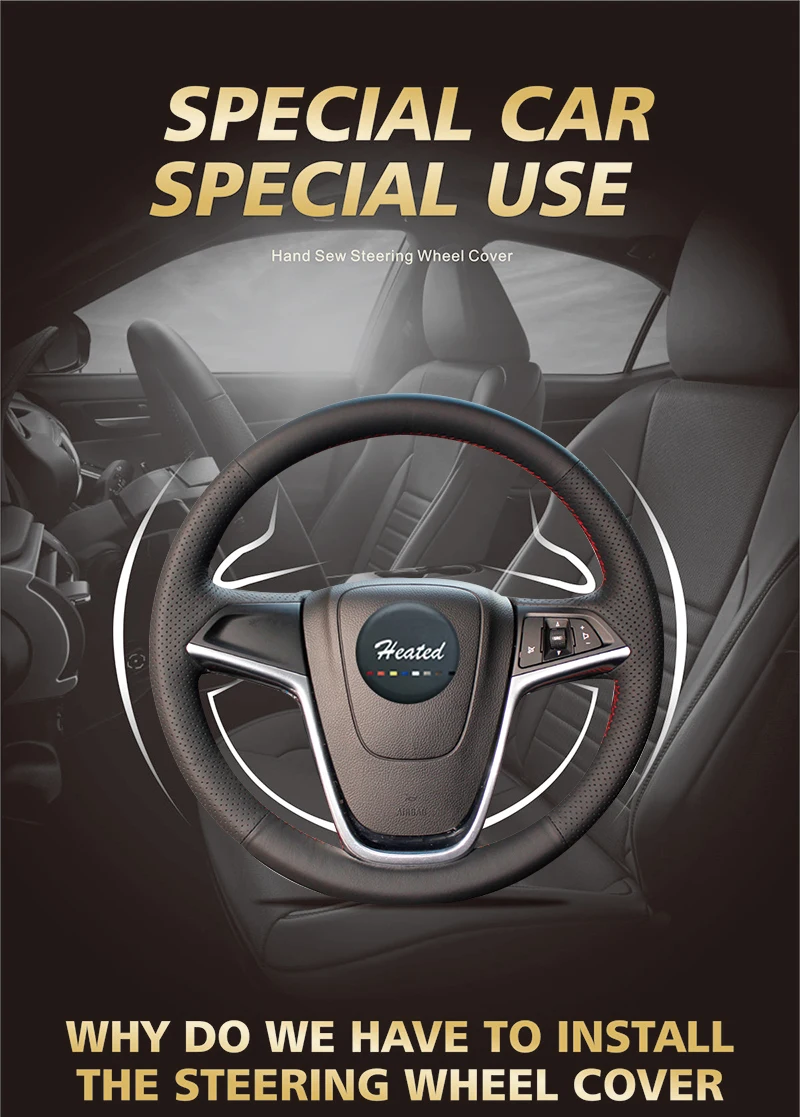 black braid on the steering wheel cover for Buick Excelle XT GT Encore Opel Mokka 