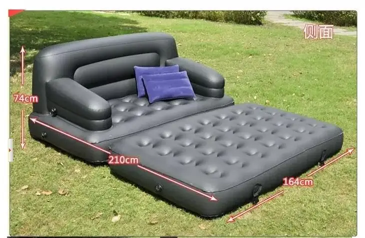 Современный Флокированный ПВХ пять в одном открытый диван-кровать квартира складной многофункциональный надувной воздушный домашний диван - Цвет: 210CM X 164CMX64CM
