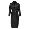 New Black  Men's Satin Rayon Robe Gown Solid Color Kimono Bath Gown Lounge Casual Male Nightgown Sleepwear Home Wear ► Photo 1/4