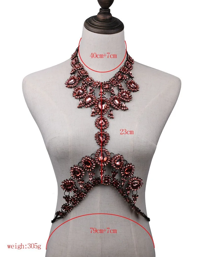 Хит, модная сексуальная Изысканная цепочка, винтажное Кристальное ожерелье для женщин, массивное ювелирное изделие, цепочка для тела