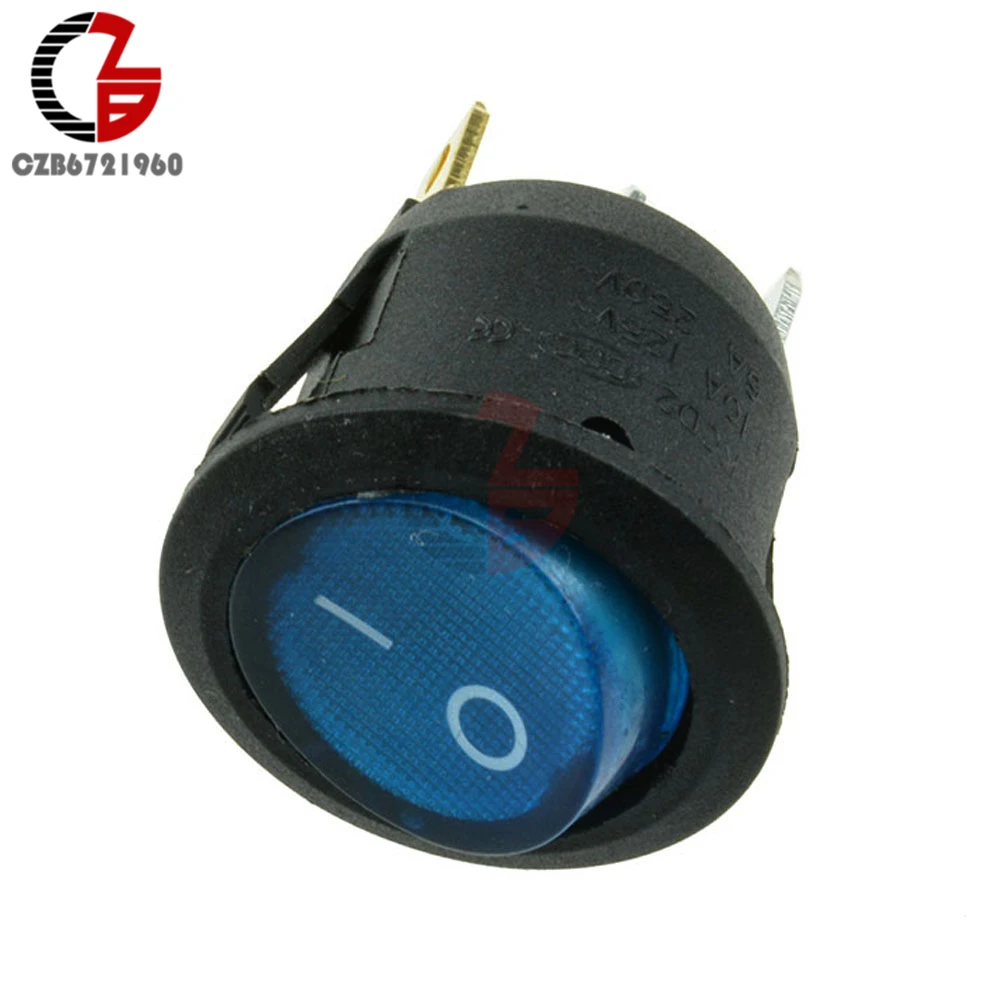 

5Pcs Mini 3 Pin Round SPDT ON-OFF Rocker Switch Snap-in Blue