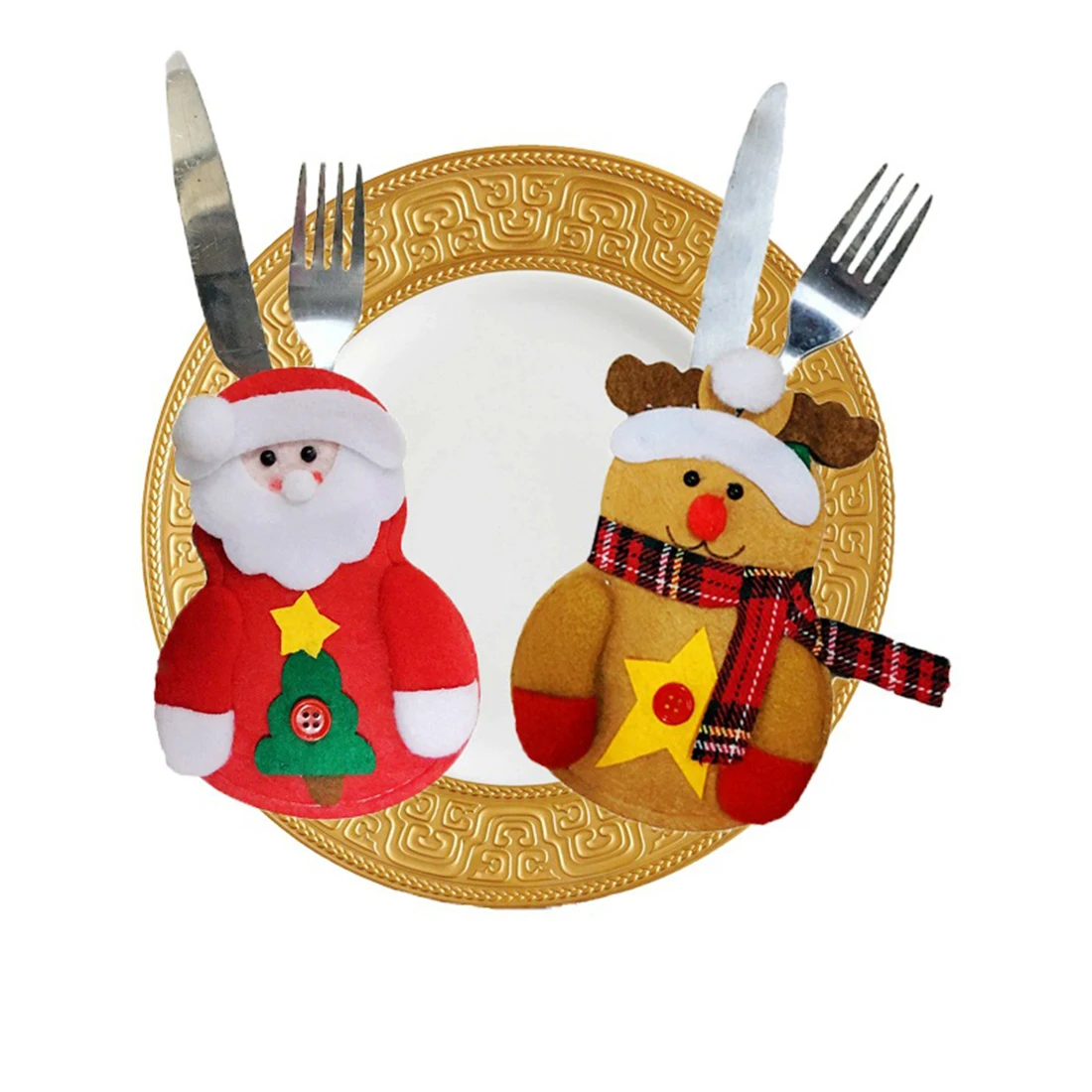 

1pc or 4pcs Merry Christmas Knife Fork Cutlery Set Skirt Pants Navidad Natal Christmas Decorations for Home Xmas