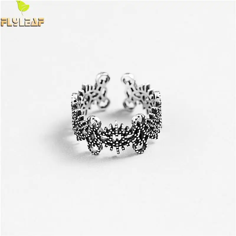 

Flyleaf Retro 925 Sterling Silver Do the old Lace Open Rings For Women personality girl Vintage Fine Jewelry
