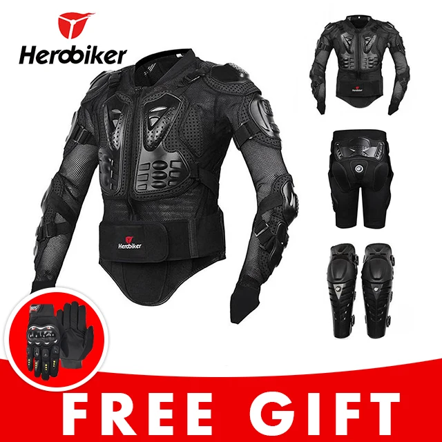 Motorcycle Jacket Riding Protection Armor Motorbike Motocross Equipment Racing Body Armor Moto Ptotective Gears Combination - Цвет: 3black set MK1001B