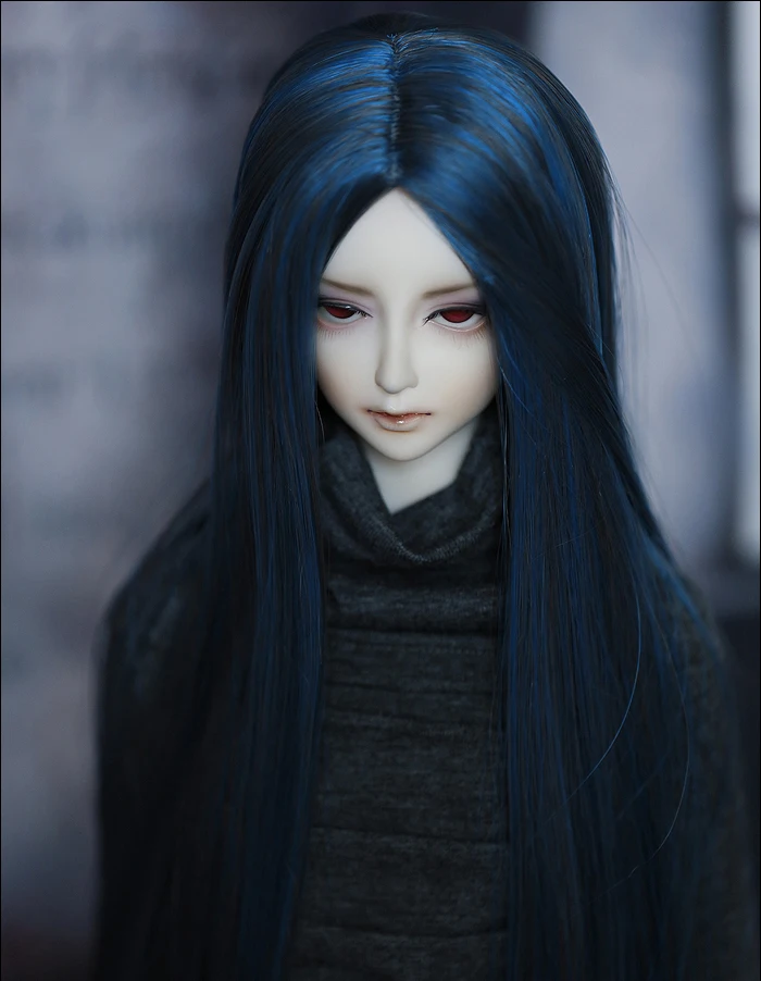 

D01-P102 children handmade toy 1/3 1/4 Doll Accessories BJD/SD doll wig Medium long straight black rock color 1pcs