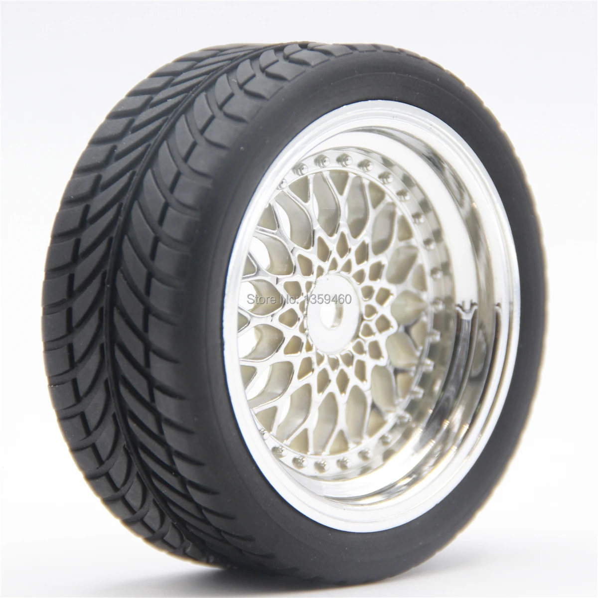 4pcs 1/10 Rc Soft Rubber Touring Tire Tyre Wheel Rim Y12c(chrome) 3/6