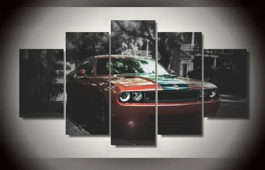 

Art Abstract Indoor Decor 20x35cmx2,20x45cmx2,20x55cm Black Muscle car print canvas decoration 5 pieces