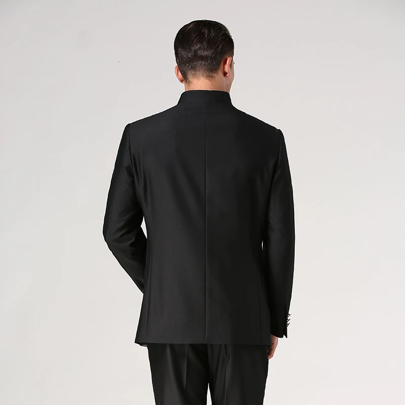 Китайский туника костюм комплект (куртка + брюки) воротник-стойка мужской деловой костюм китайский стиль Тан Костюм Традиционный мандарин