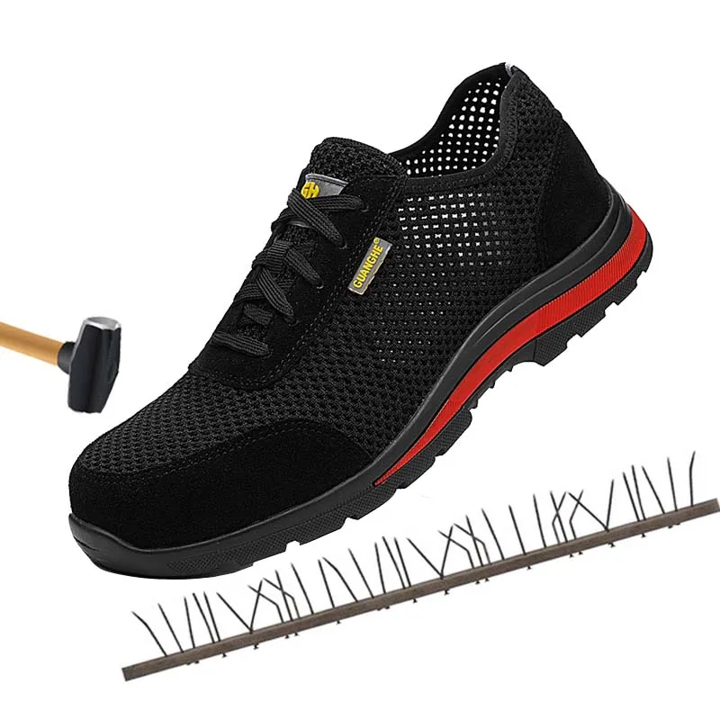 Рабочая обувь мужская летняя дышащая со стальным носком и защитой от клещей для