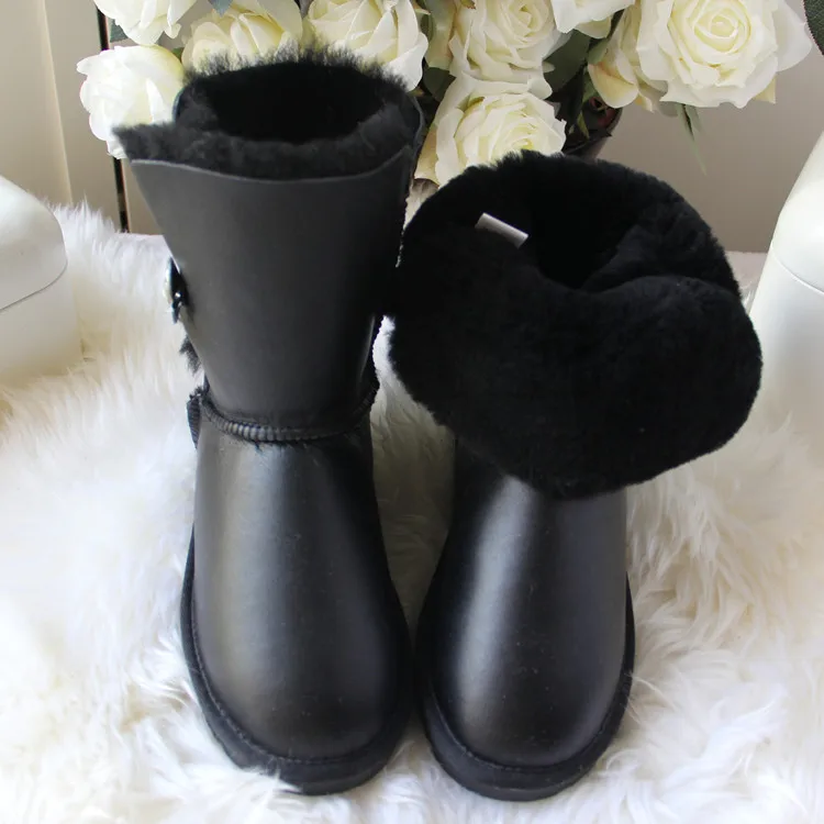 

New Fashion Genuine Sheepskin Leather Snow Boots Australia Classic Natural Fur Women Boots Women Shoes Warm Winter Boots