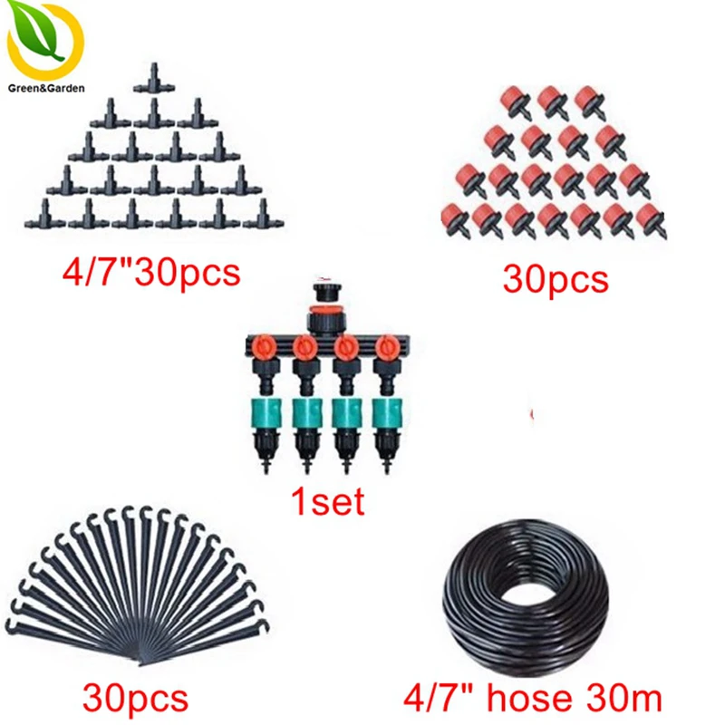 Возможностью погружения на глубину до 30 м 4/7 шланг микро-полива костюмы с цветочным принтом с 30 отверстиями головкой капли пейзаж техника для полива и орошения капельного набор для полива