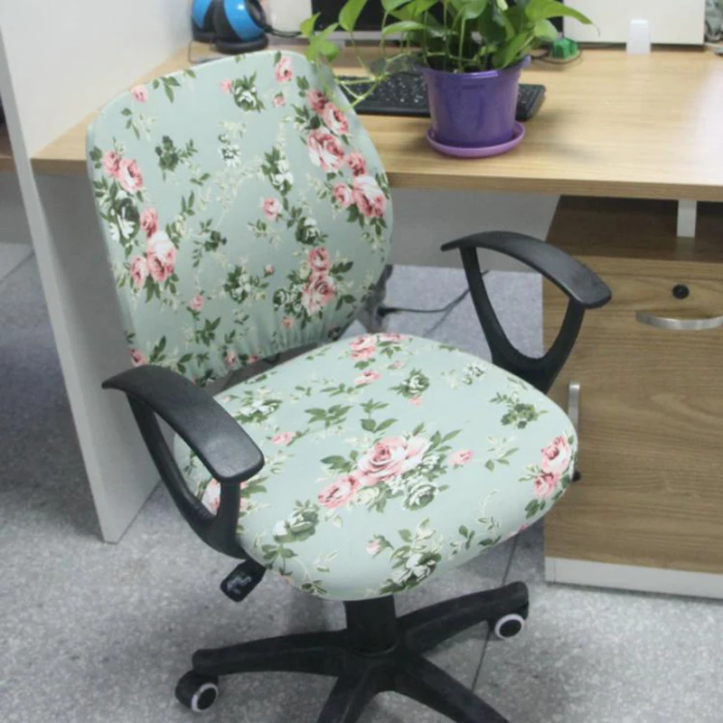 

Separate Style Office Spandex Chair Cover Printed Elastic Fabric Computer Chair Slipcover 6 Colors Easy Installation