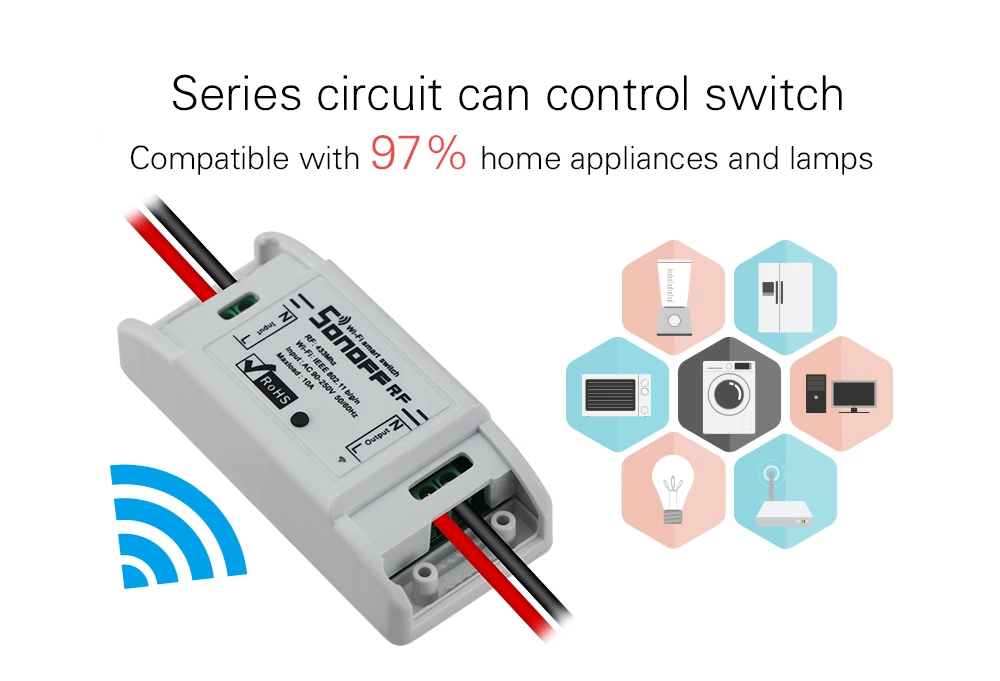 Itead Sonoff 433 МГц Sonoff RF WiFi беспроводной Умный домашний переключатель дистанционного управления умный переключатель синхронизации Беспроводное управление 10A