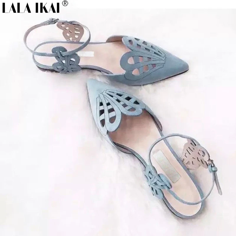 

LALA IKAI Women Flats Shoes Cover Toe Solid Shallow Buckle Strap Sandals Summer Fashion Elegant Women Sandalias XWA1200-5