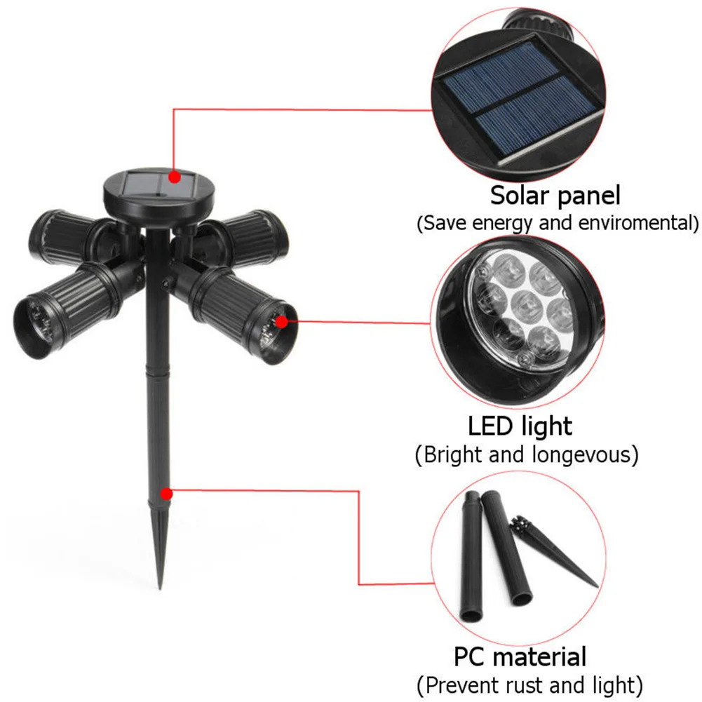 Четыре 28LED Солнечная ПИР активированная Регулируемая безопасная лампа прожектор на солнечной батарее Водонепроницаемая Пыленепроницаемая наружная газонная лампа
