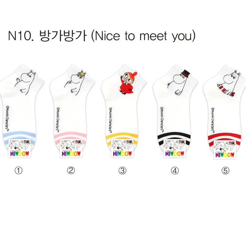 Белые носки Moomin Valley Pappa Mamma Snorkmaide Little My Cartoon Kawai, женские короткие носки