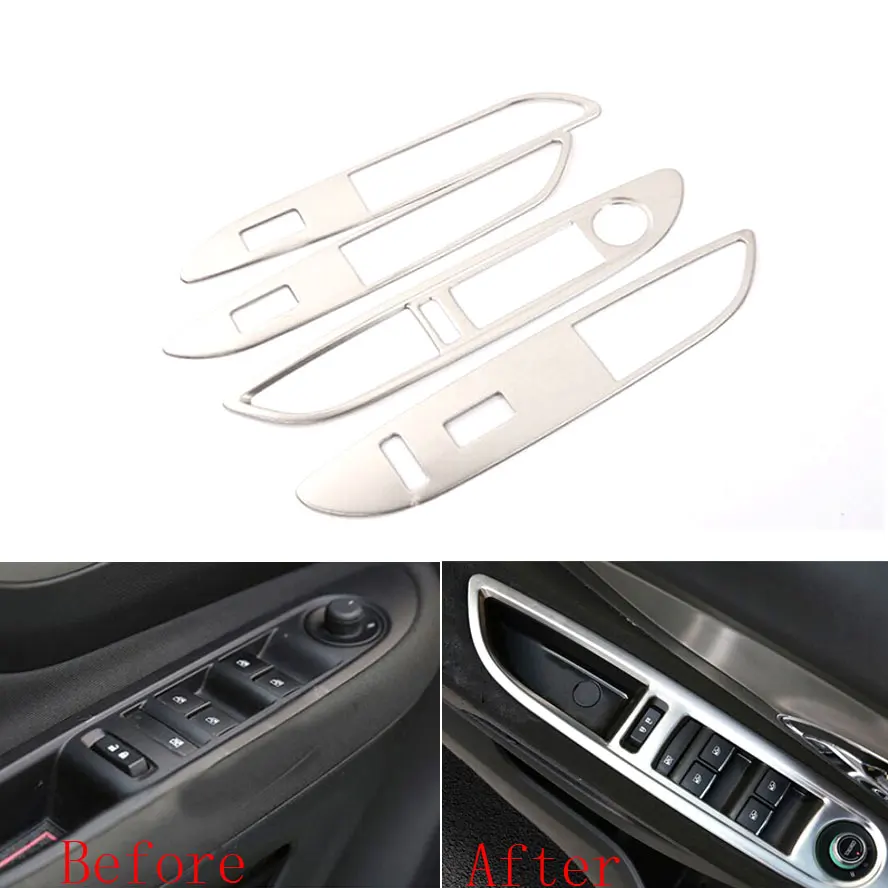 4pcs Stainless Steel Interior Door Handle Cover Armrest Trim Frame