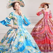 Горячая Распродажа зеленое и красное цветочное винтажное Ренессанс Рококо Мария Антуанетта Платье для продажи десять цветов