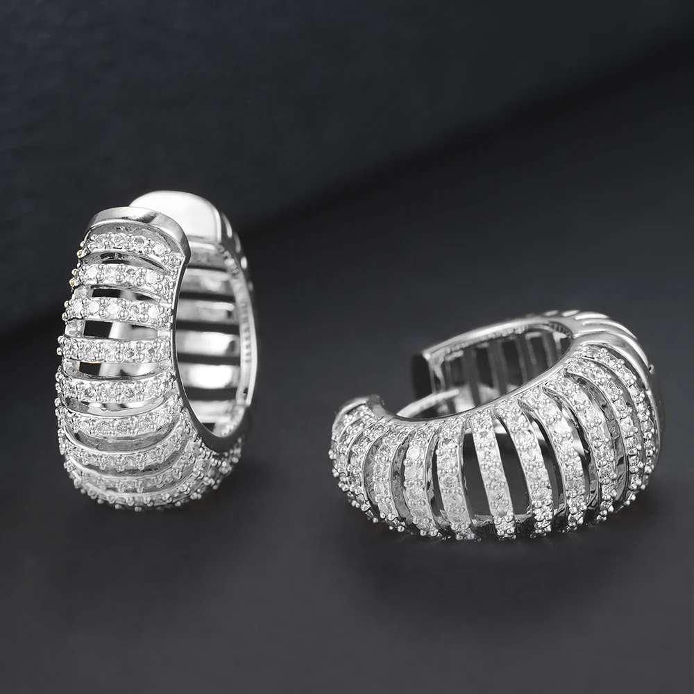 Missvikki модные ювелирные изделия для женщин серебряные золотые серьги-кольца очаровательные блестящие стразы полые Дизайн Модные аксессуары