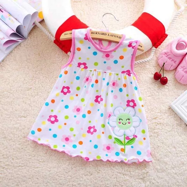 Baby Dress Summer New Girls Fashion Infantile Dresses Cotton Children's Clothes Flower Style Kids Clothing Princess Dress - Цвет: A06-white