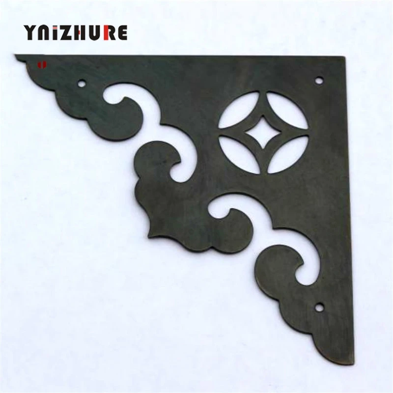 

4pcs 80mm Chinese Antique Furniture, Copper Brass Fittings Wooden Jewelry Box Copper Wrap Angle Corner