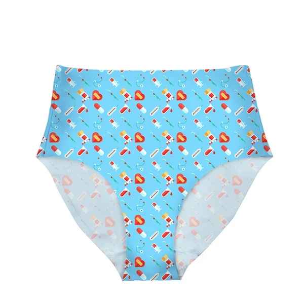 FORUDESIGNS Funny 3D Cartoon Nurse Printed Women High Waist Panties Fashion Breathable Underwear