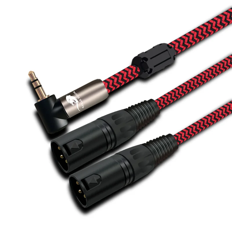 Audiophile Audio Cable Angled Mini Jack 3.5 to Dual XLR 3 Pin for PC Headphone Sound Mixer 3.5mm to 2 XLR Cable 1M 2M 3M 5M 8M