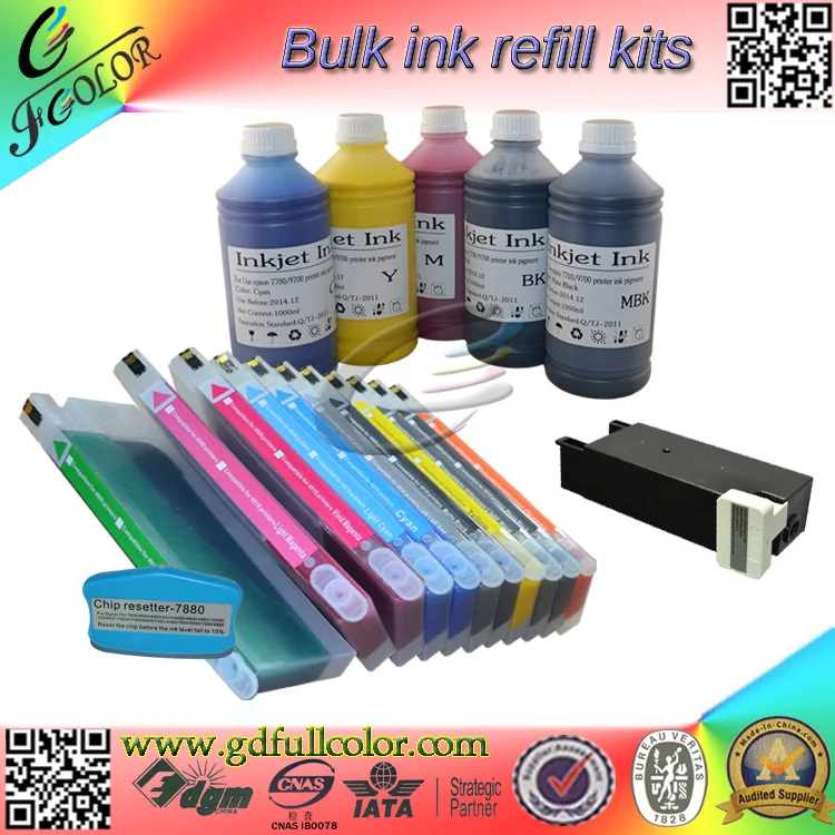 

Free shipping Refillable cartridge and bottle ink For 7600 9600 Sulimation printing kit