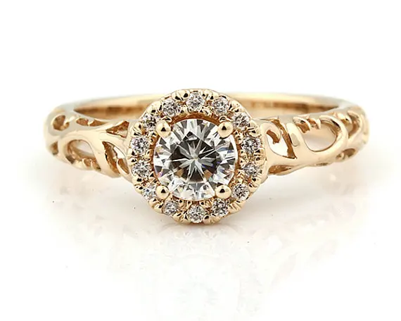 Centrum 5mm Okrągły Brylant Symulowane Diament Wedding Ring Vintage