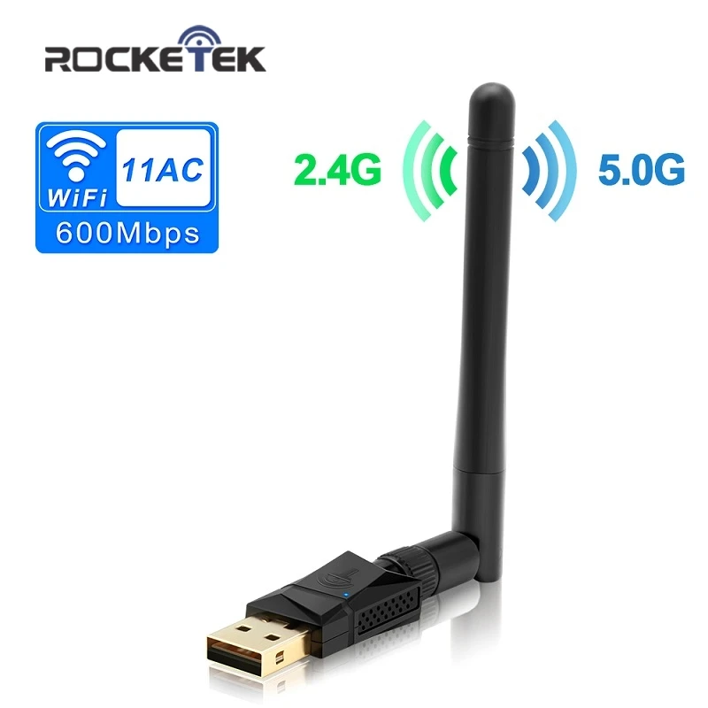 

Rocketek 600Mbps Dual Band Wireless Lan USB WiFi adapter RTL8188CU Wi-Fi Receiver Dongle 2.4G 5GHZ for Pc Windows/MAC OS/Linux