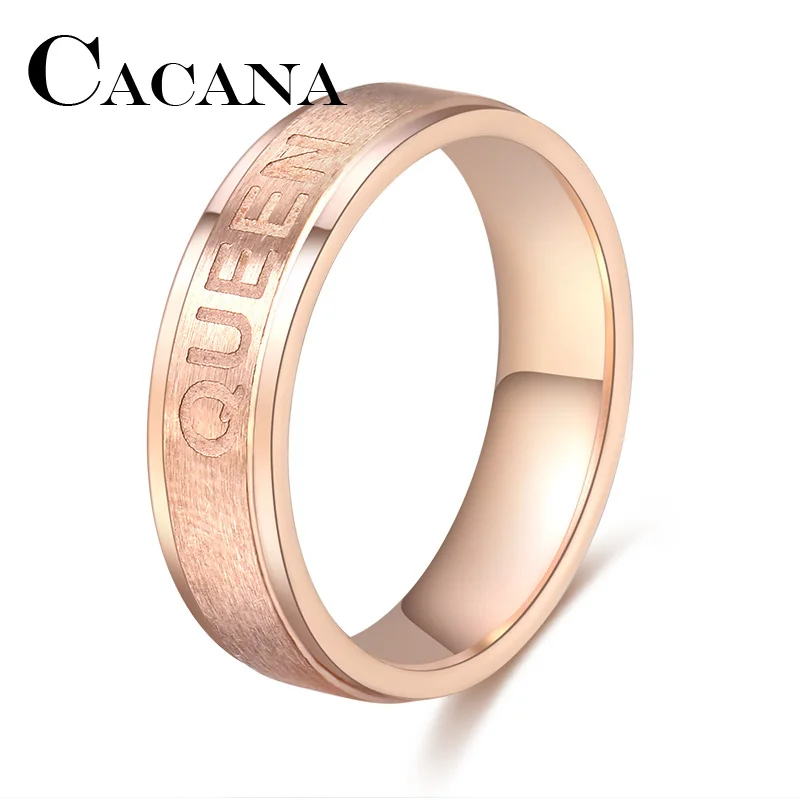

CACANA Stainless Steel Rings For Women Queen Circle Engagement Personalized Custom Fashion Jewelry Rings