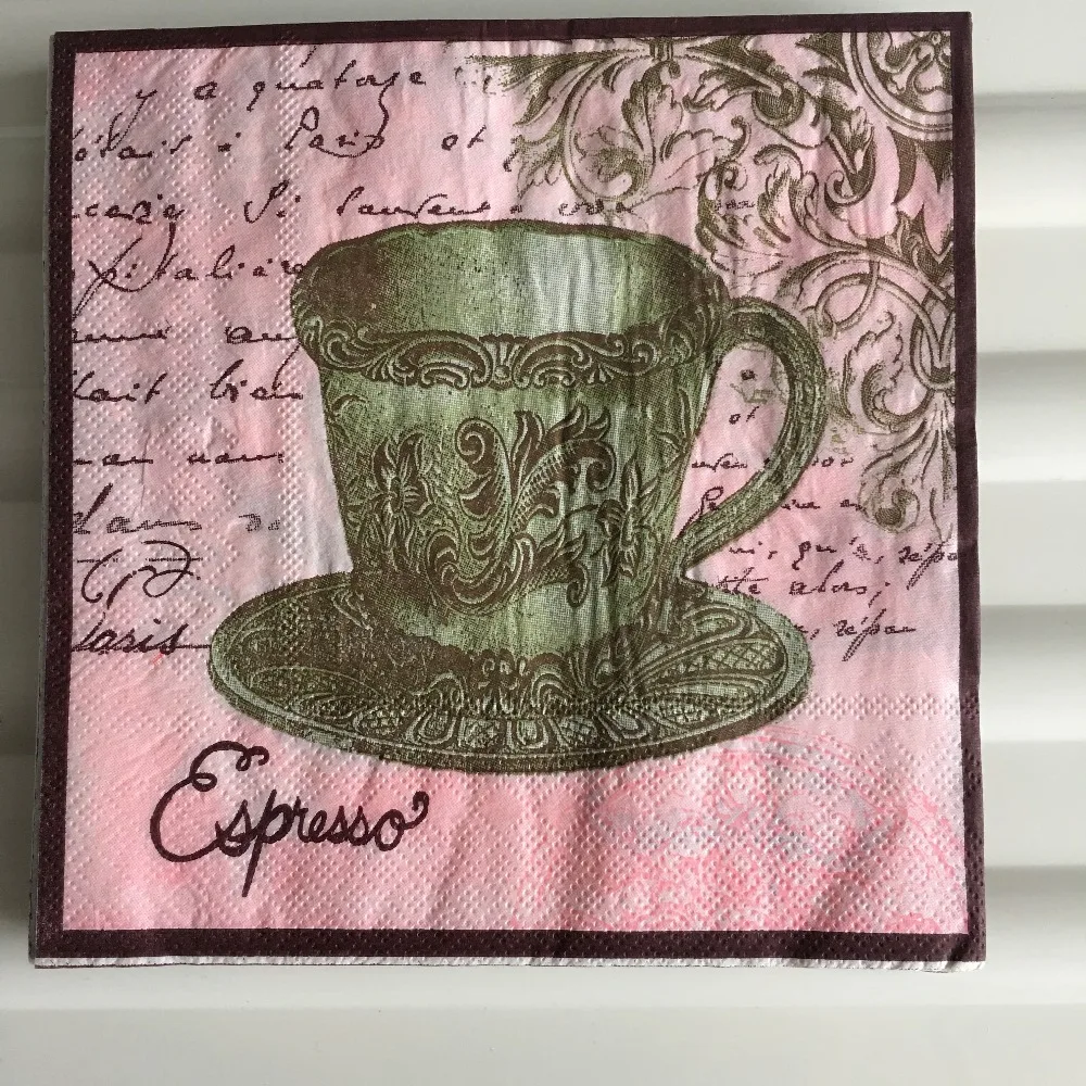 

Decoupage wedding party napkins paper elegant tissue printed flowers coffee mug Christmas decor vintage serviettes handkerchief